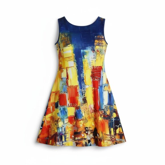🆕 Summer Resort Colorful Abstract Print Sleeveless Vacation Dress | Size Small - Picture 5 of 14